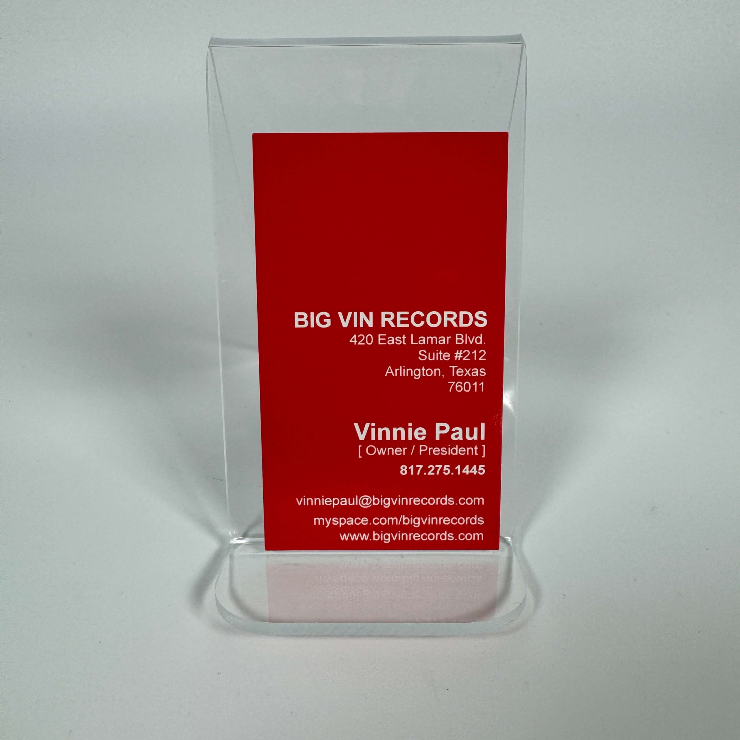 VINNIE PAUL - BIG VIN RECORDS - BUSINESS CARD - Image 2