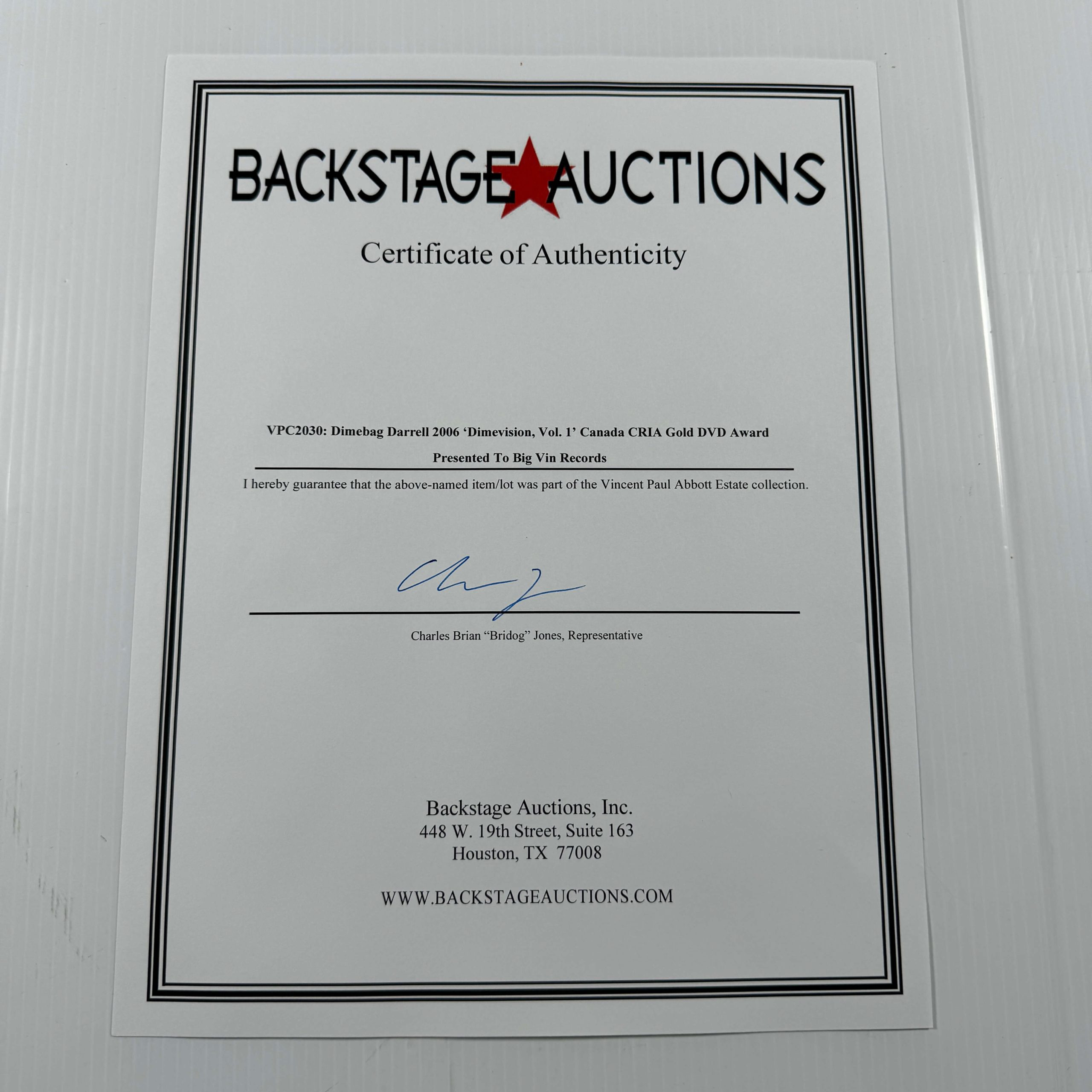 DIMEVISION VOL. 1 - CRIA GOLD SALES AWARD - PRESENTED TO BIG VIN RECORDS - Image 6
